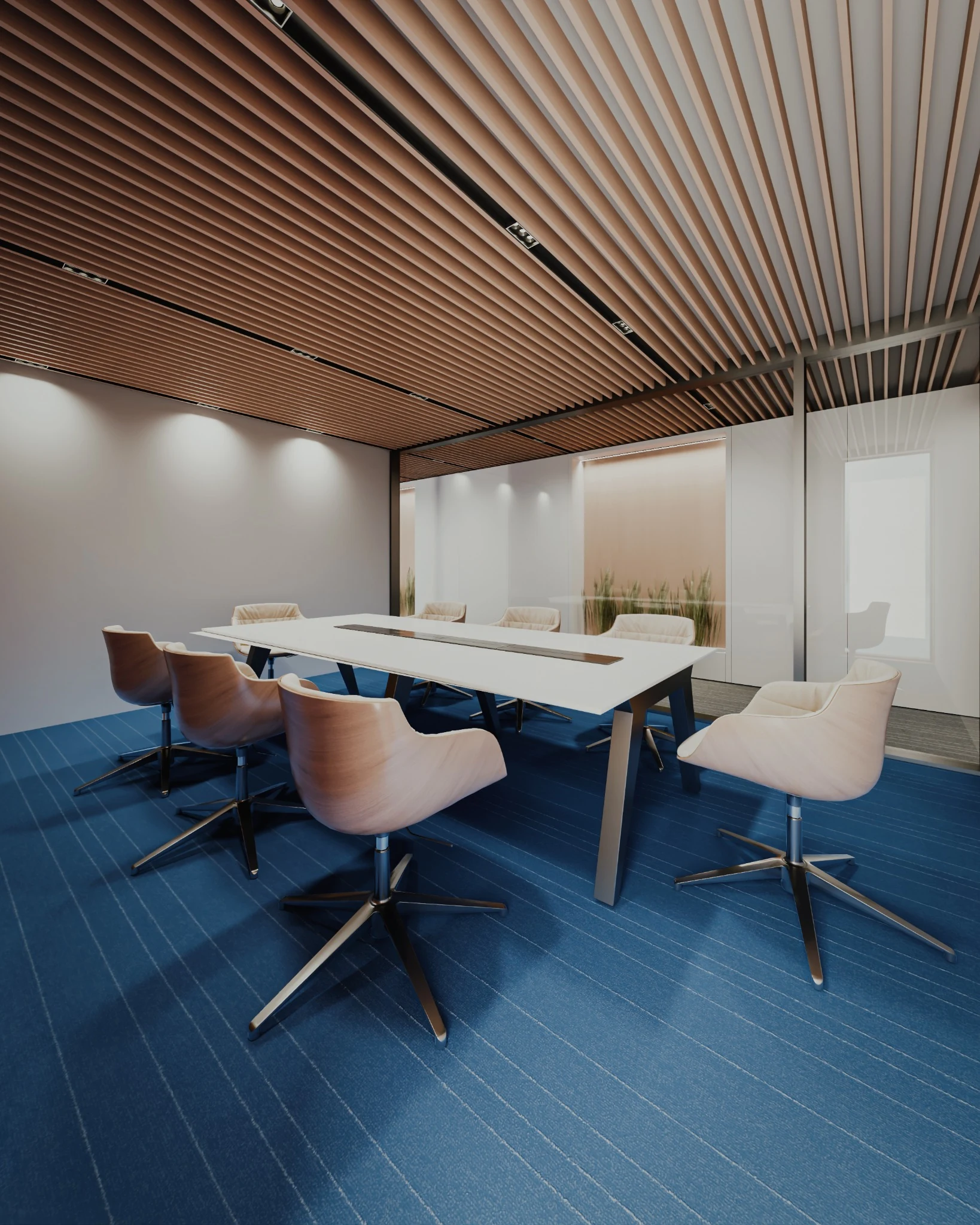 Derakhshani Office & Commercial Building — Meeting space and linear ceiling