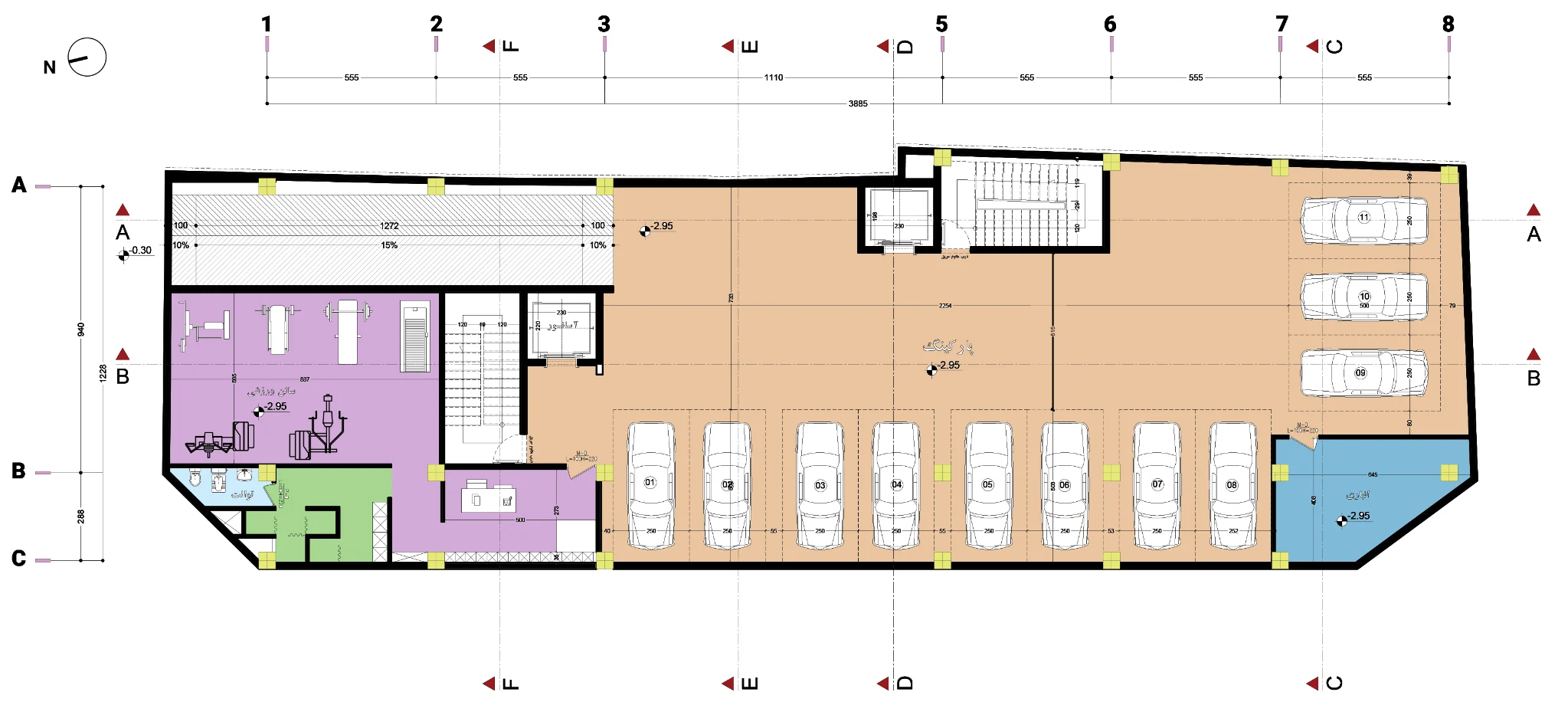 Mahabad Engineering Organization Building — Basement parking plan