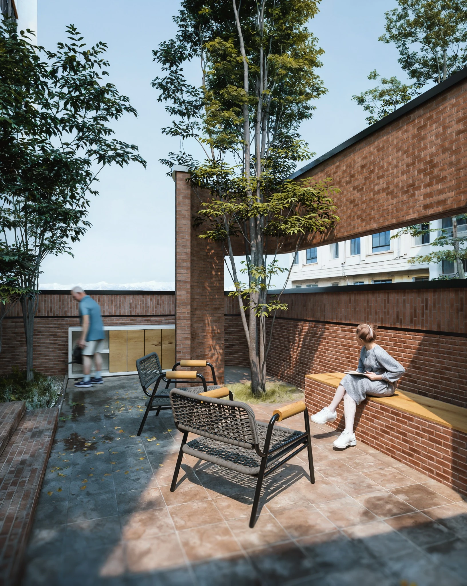 Mahabad Residential Building — Private terrace and stepped seating