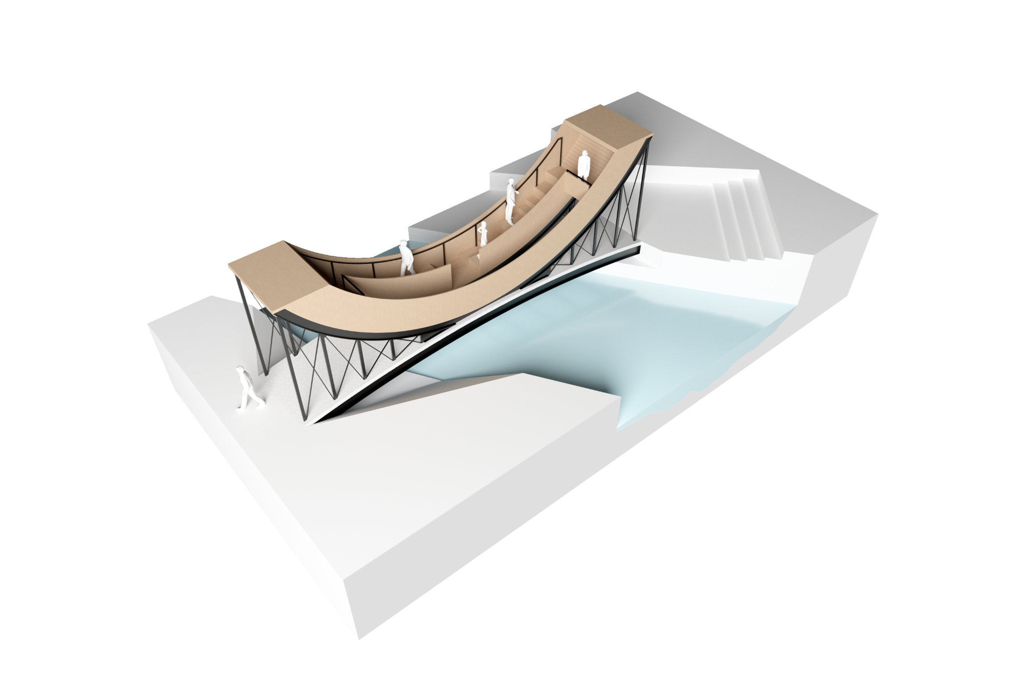 Opera Bridge — Study model: axonometric view