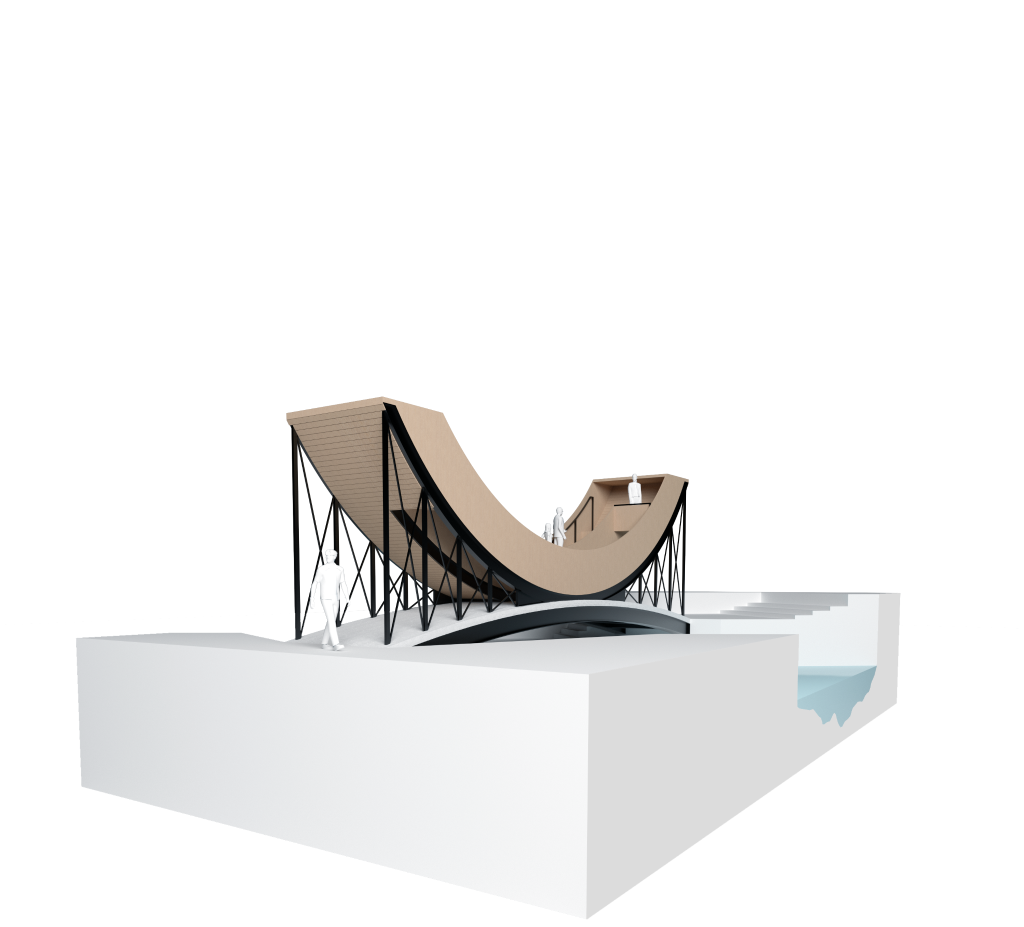 Opera Bridge — Study model: oblique view