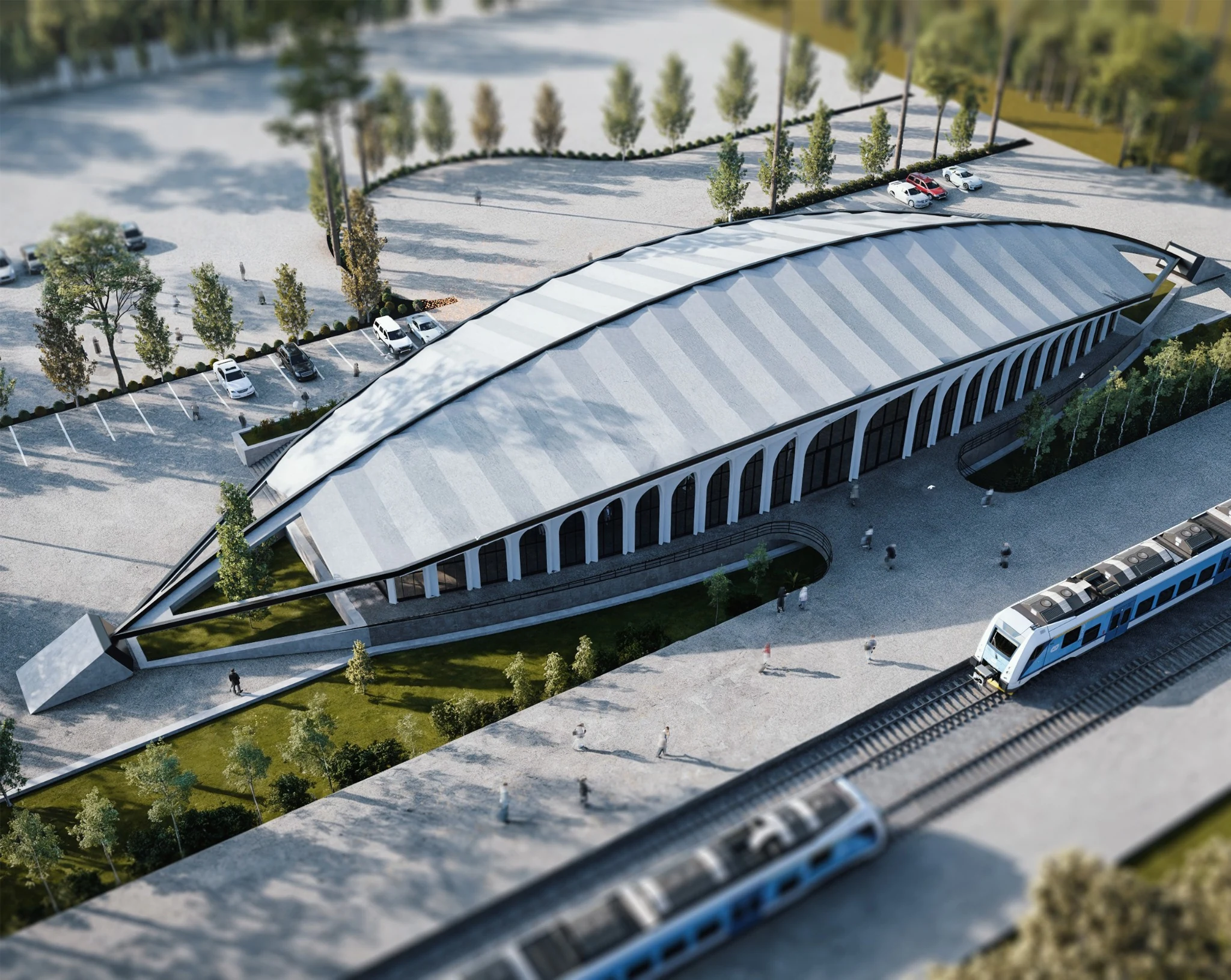 Parand Train Station — Aerial view of the station and tracks