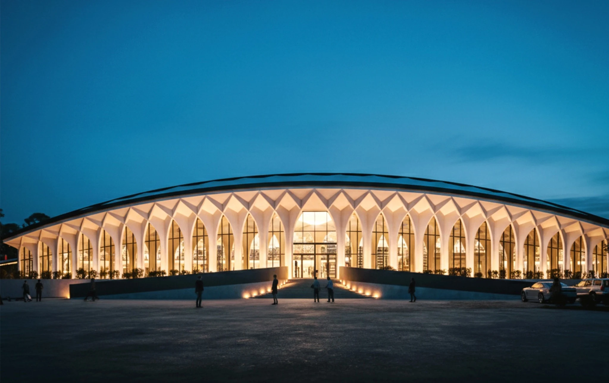 Parand Train Station — Illuminated station at dusk