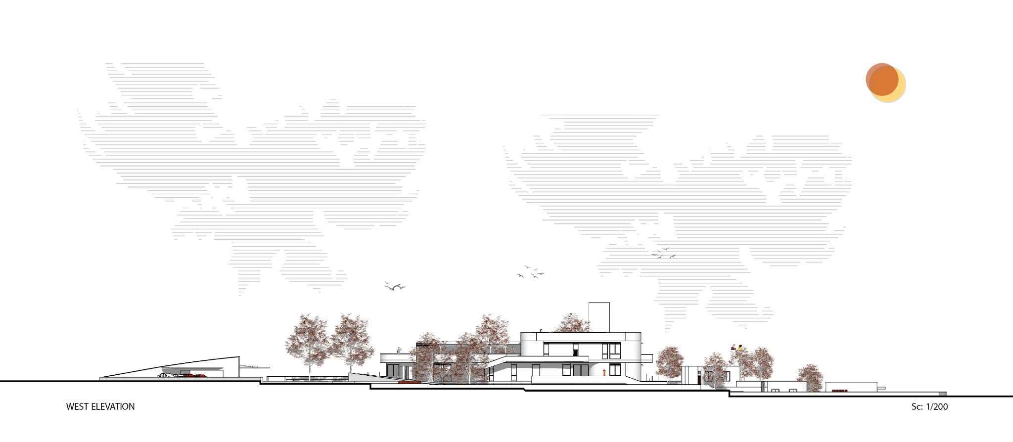 Saqqez Autism Center — West elevation drawing