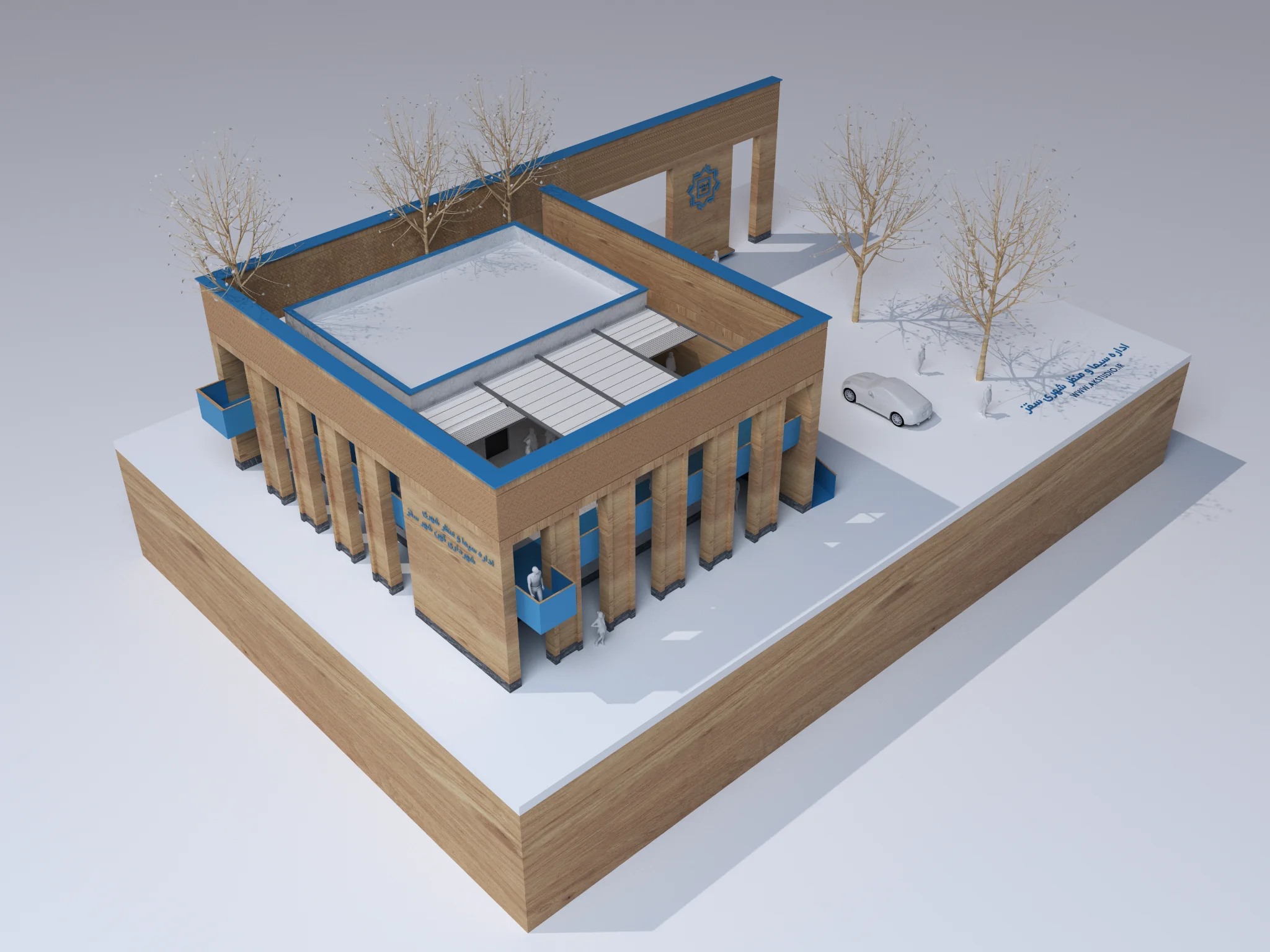 Municipal Office Building — Physical model: front and entrance