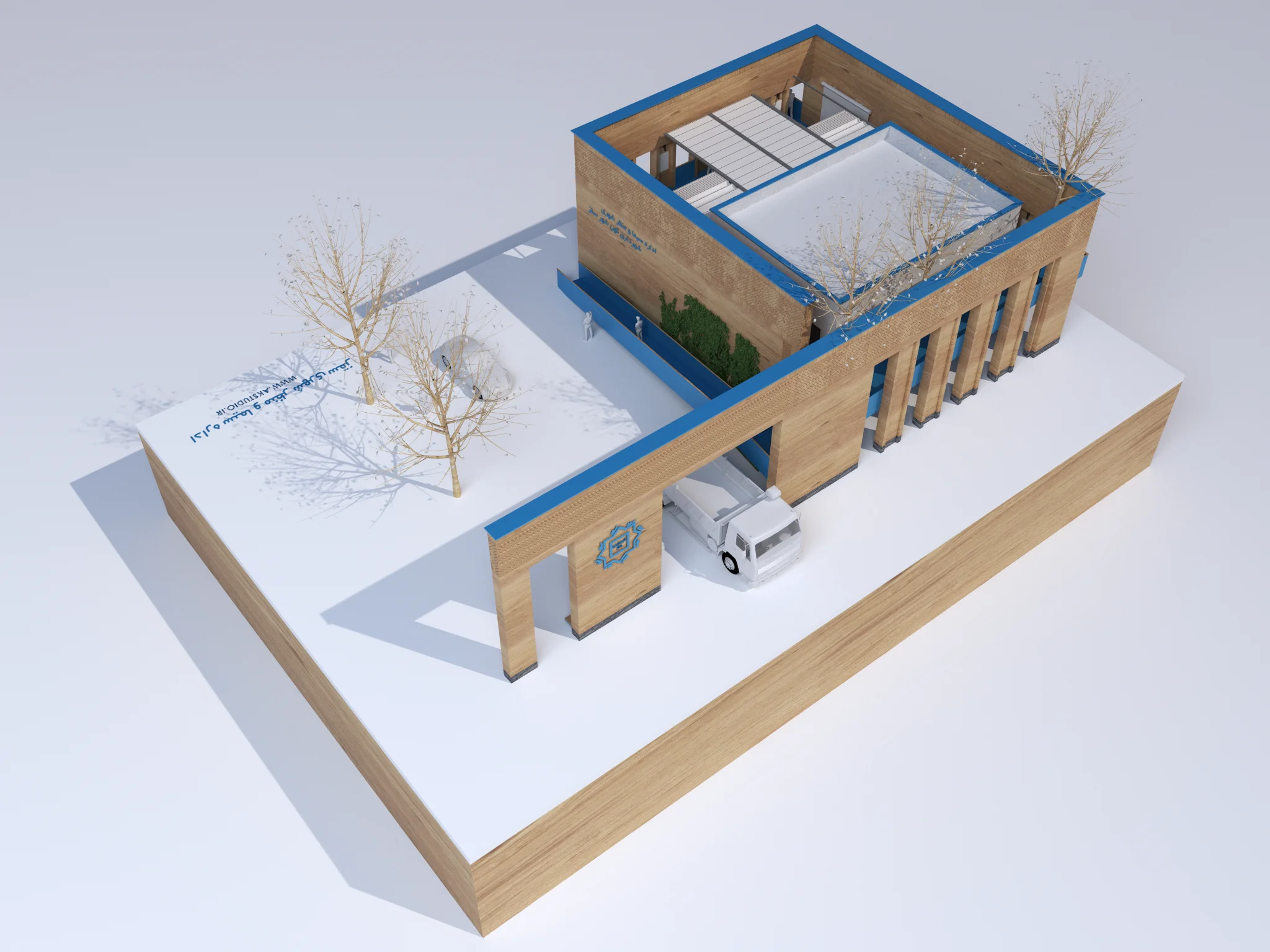 Municipal Office Building — Physical model: rear and roof