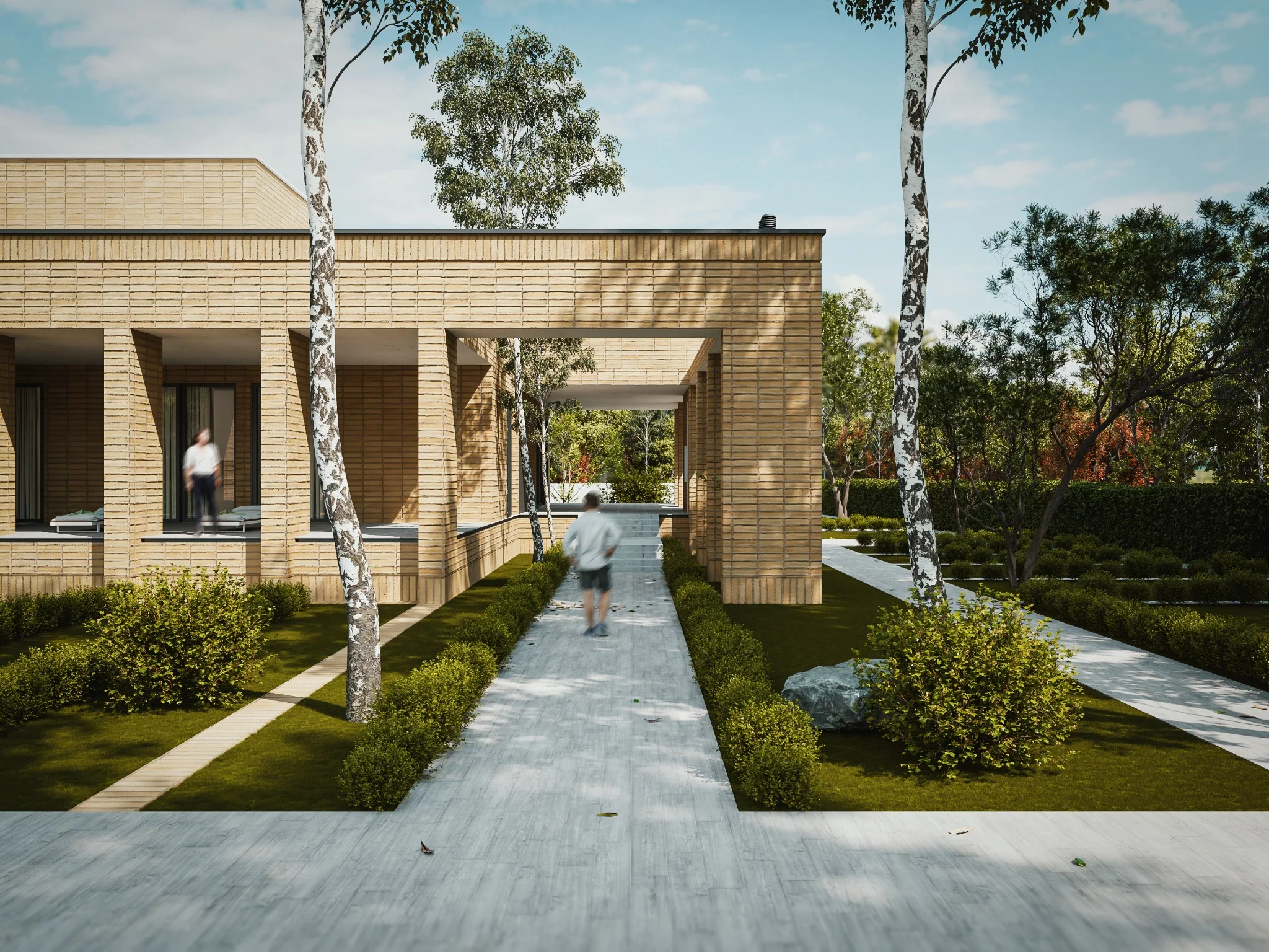 Saye Villa — Entrance axis across the garden