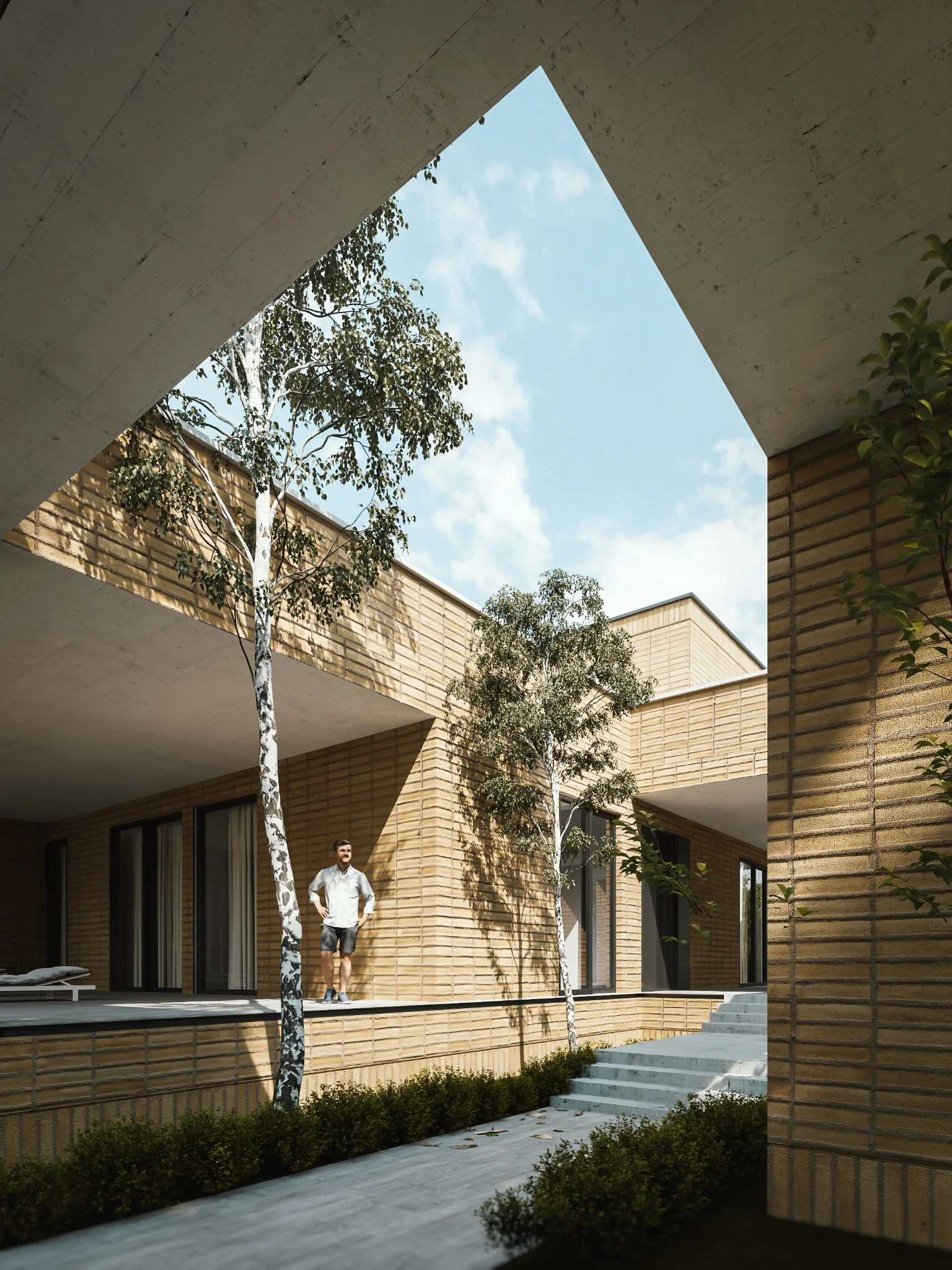 Saye Villa — Light and shadow beneath the portico