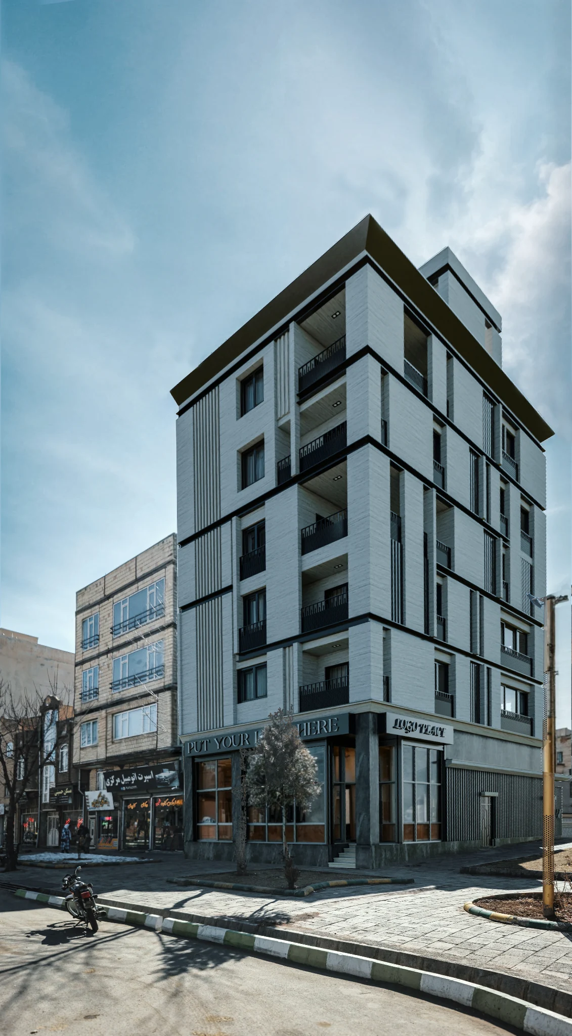 Zhiyar Building — Corner view in the street