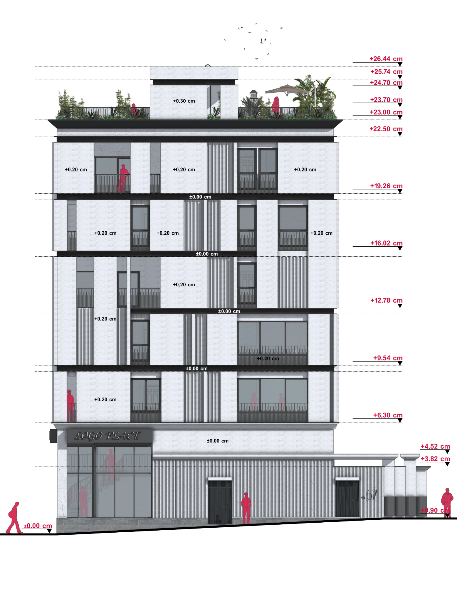 Zhiyar Building — Facade elevation — street frontage